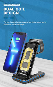 Support de <span class=keywords><strong>chargeur</strong></span> sans fil 3 en 1 15W, Station de charge rapide sans fil à <span class=keywords><strong>Induction</strong></span> magnétique pour <span class=keywords><strong>13</strong></span> <span class=keywords><strong>Apple</strong></span> - Product Image 3