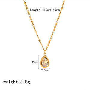 Teardrop Pendant <b>Necklace</b> Gold Plated Zircon Stone Bezel Setting Everyday Wear Women's Jewelry - Product Image 4