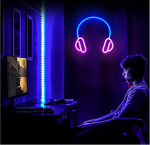 <span class=keywords><strong>Casque</strong></span> suspendu acrylique néon alimenté par Usb Led <span class=keywords><strong>casque</strong></span> enseigne au néon <span class=keywords><strong>pour</strong></span> mur <span class=keywords><strong>Audio</strong></span> salle de jeu Studio fête Bar Gamers décor - Product Image 6