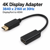 Adaptateur DP vers HDMI, convertisseur mâle-femelle, câble en cuivre noir de 20 cm pour moniteur d'ordinateur, télévision, bureau