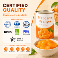 Segmen Jeruk Mandarin Kalengan Grosir 850g dalam Sirup Ringan Segmen Utuh Label Pribadi Pemasok Ukuran Kustom