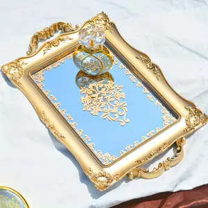 Niseven Hoge Kwaliteit Draagbare Spiegel Lade Met Handvat Sieraden Dressoir Organizer Lade Vintage Gouden Decoratieve Spiegel Lade