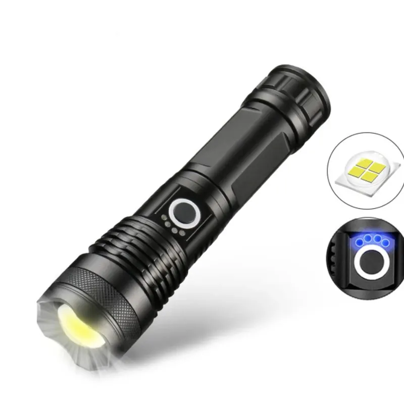 Custom Military Style Tactical Flashlight Xhp90 Led Torch Power Bank Zoom Torchlight Rechargeable Spotlight Flashlight