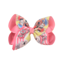 Nouveaux nœuds et pinces à cheveux en ruban gros-grain imprimé de 7 et 5 pouces pour petites filles, idéaux pour les fêtes, emballage carton, vente en gros