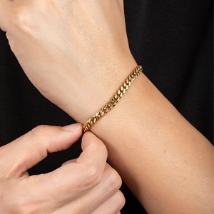 Pulsera de Acero Inoxidable de 5 mm Chapada en Oro de 14K PVD, Joyería Hip Hop a la Moda, Resistente al Agua, para Hombre y Mujer, Estilo Miami Cuban Link - Product Image 5