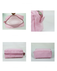 Custom Letter Pattern Canvas Embroidered <b>Cosmetic</b> <b>Bag</b> with Zipper Closure for <b>Travel</b> Toiletries Storage - Product Image 4