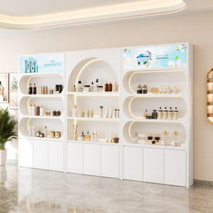Vitrina minimalista para salón con iluminación LED y múltiples espacios de almacenamiento para productos de belleza - Product Image 2
