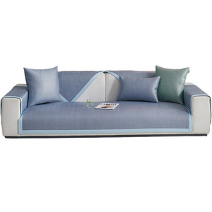 Summer <b>Sofa</b> Mat Ice Silk Rattan <b>Cover</b> 145-185Cm Non Slip Cool Feel Modern Solid Color Modular <b>Sofa</b> Protector - Product Image 5