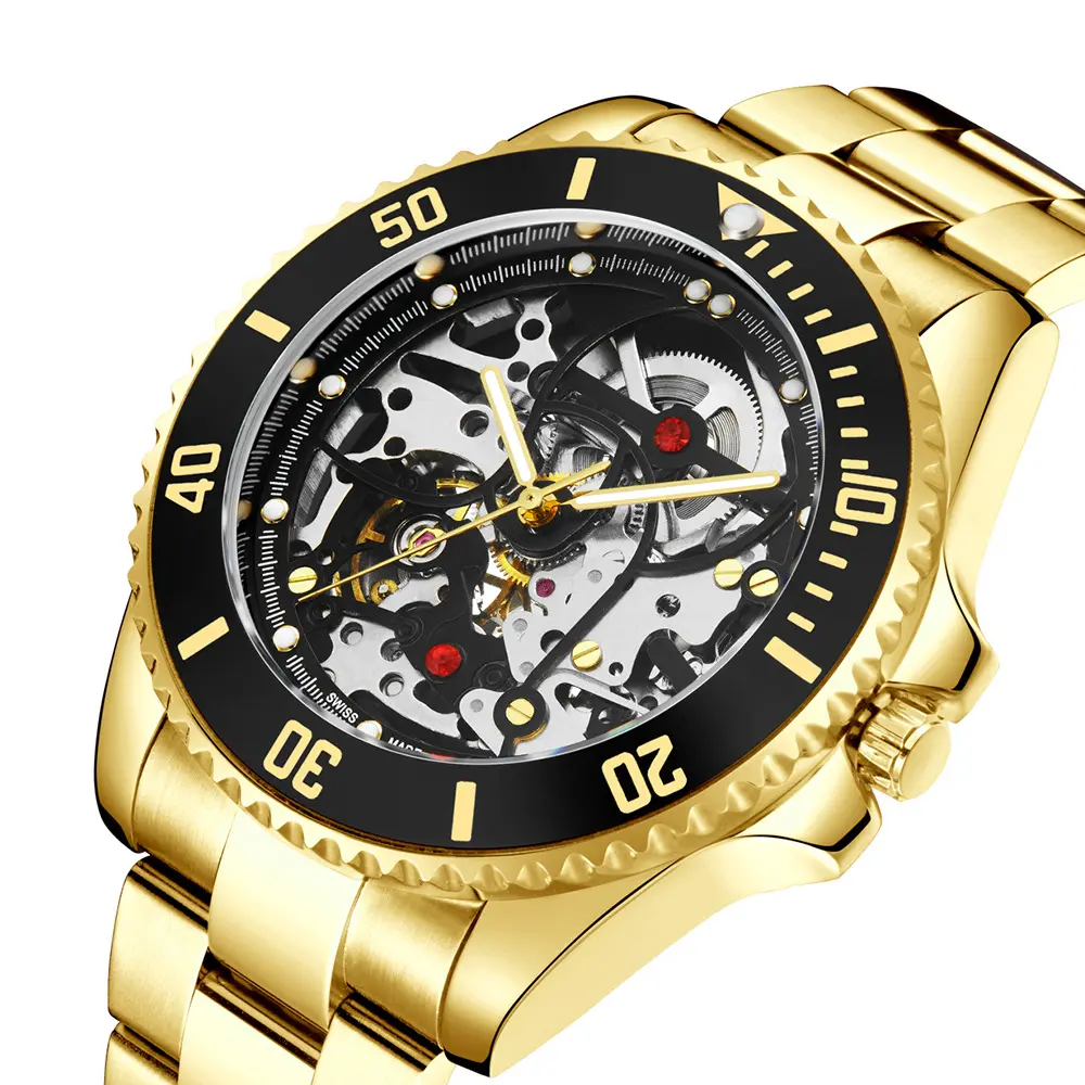 Top Marke Skeleton Hollow Herren Armbanduhren Wasserdichte Luxus Silber Sport Mechanische Herren uhr