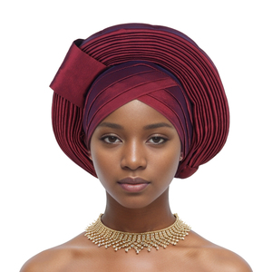 Prêt à expédier – Nouveauté 2025 – Bandeaux pour femmes de haute qualité, prêts à porter, style <span class=keywords><strong>Aso</strong></span> Oke africain, uni, Nigeria Auto Gele - Product Image 2