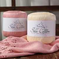 Nouvelle Arrivée Robe d'été à manches courtes en fil fin de soie et coton filé teint en dentelle, doux pour la peau, pour tricot et crochet à la main