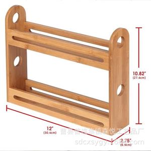 Desktop Bamboo Wood Spice <b>Rack</b> Double Layer <b>Storage</b> Organizer For Kitchen Seasoning <b>Bottle</b> Holder Natural Color - Product Image 3