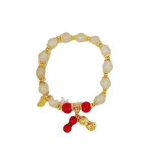 Bracelet porte-bonheur en forme d'arachide de style chinois, perles d'agate, design « Bonnes choses se passent », bijoux unisexes à porter au quotidien - Product Image 5