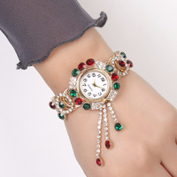 Montre de Gros pour Femme, Bijou de Luxe, Montre-Bracelet à Quartz Tendance, Étanche avec Pompon en Cristal, Montre de Fille de Grande Marque