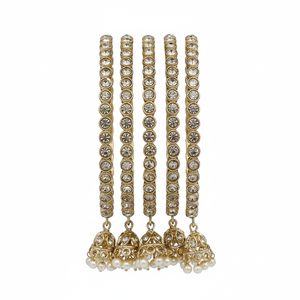 Designer Austrian Stone and Pearl Statement <b>Bangles</b> <b>Set</b> 2.8 Exquisite Jewelry for Weddings and Special Events - Product Image 2