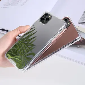 Nuova moda argento trucco specchio cassa del telefono per iPhone 15 14 13 12 Pro Max Make up in specchio per il trucco del telefono posteriore custodia
