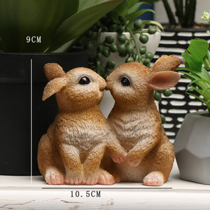 Joli lapin animaux Statue ornement résine lapin lapin Figurines décor pour la maison jardin fête de pâques décor - Product Image 1