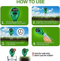 YZ Prix de gros Kit de jardinage 3 en 1 : Testeur de pH du sol, Testeur d'humidité et Testeur de luminosité pour plantes en pot
