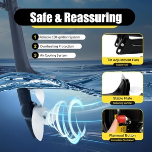 4 Stroke Gasoline <b>Motor</b> 4HP Heavy Duty Short Shaft Marine Engines Aquaculture Outdoor Adventure <b>Boat</b> Tiller Control - Product Image 2