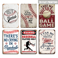 Letrero Metálico Vintage de Béisbol 'Take Me Out to the Ball Game' para Decoración de Cuarto de Hombre