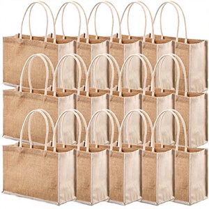 Sacs fourre-tout réutilisables en toile de jute laminée écologiques avec logo personnalisé, style tendance, résistants à l'eau, portables pour femmes - Product Image 4