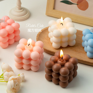 Cire de paraffine entièrement raffinée, faite à la main et coulée à la main, en forme de <span class=keywords><strong>cube</strong></span>, pour une décoration d'intérieur mignonne et atmosphérique, accessoire <span class=keywords><strong>photo</strong></span>, cadeau créatif ou souvenir de fête - Product Image 2