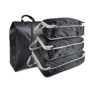 Waterproof Nylon Travel Pouch Set Minimalist Zipper <b>Storage</b> Bags Large Capacity Beige Organizer - Product Image 6