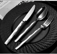 Ensemble de couverts en acier inoxydable résistant à la corrosion, design vintage de luxe léger, passe au lave-vaisselle, pour cuisine, bistrot, café, usage quotidien