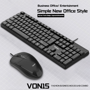 Set Universale VONN VON15 con <span class=keywords><strong>Tastiera</strong></span> Cablata a 104 Tasti <span class=keywords><strong>e</strong></span> <span class=keywords><strong>Mouse</strong></span> Ottico, Combo Sottile per Ufficio <span class=keywords><strong>e</strong></span> Business, per PC Desktop - Product Image 2