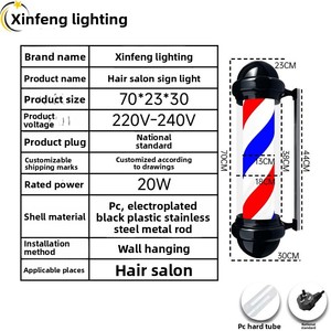 Lámpara LED Giratoria Clásica <span class=keywords><strong>de</strong></span> Plástico con Tapa Redonda, Impermeable, <span class=keywords><strong>para</strong></span> Barbería, Letrero Luminoso <span class=keywords><strong>de</strong></span> Pared <span class=keywords><strong>para</strong></span> Salón <span class=keywords><strong>de</strong></span> Peluquería - Product Image 3