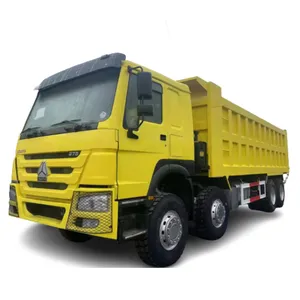 사용된 Sinotruk Howo 덤프 트럭 임대료를 위한 노란 12 바퀴 덤프 트럭 트럭