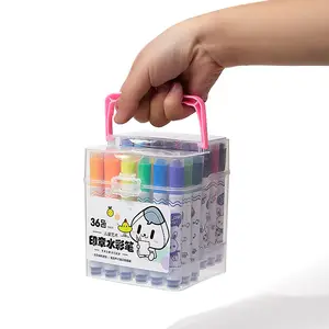 Eco friendly mini penna di colore dell'acqua 12-36 colore lavabile sigillo marker set timbro di plastica marcatore acquerello per bambini disegno