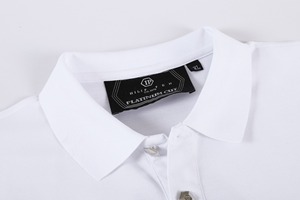 Plein Người Đàn Ông Của Mỏng Phù Hợp Với Cổ T-Shirt Cotton Thoáng Khí ủi Kim Cương Skull Spandex-Voan Tự Nhiên Nút Thoải Mái Tops - Product Image 5