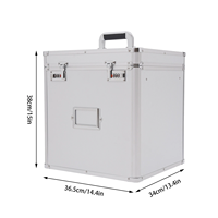 Boîte de rangement pour disques vinyles avec fermeture à clé, capacité de 50 disques vinyles, boîte de rangement pour disques vinyles en aluminium durable avec fermeture à clé