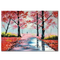 Peinture à l'huile sur toile 50*70cm, OEM personnalisé, magnifique paysage chinois avec des feuilles d'érable rouges, tableau mural pour la décoration de la maison