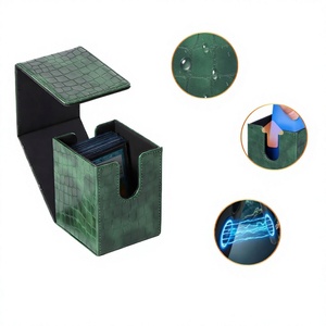 Boîte de rangement pour cartes en cuir PU avec dés et cartes pour jeu de cartes à collectionner, étui portable pour jeu de cartes, impression couleur intégrale, coins carrés - Product Image 3