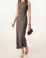 Robe longue décontractée d'été sans manches pour femme, sexy, en maille respirante, coupe ajustée, effet délavé, pour femmes élégantes