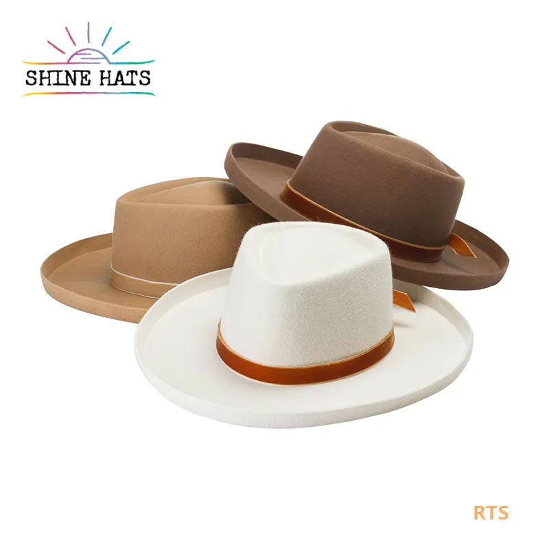 Шляпа shinehat OEM роскошная, 57 см, 12 см, шляпа из искусственной шерсти, фетровая Федора, шляпа с широкими полями, женская шляпа jazz, белая, коричневая шляпа