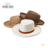 Shinehats Oem Luxe 57Cm 12Cm Rand Custom Groothandel Aus Wolvilt Fedora Hoed Van Brede Rand Jazz Top vrouwen Fadora Wit Bruin