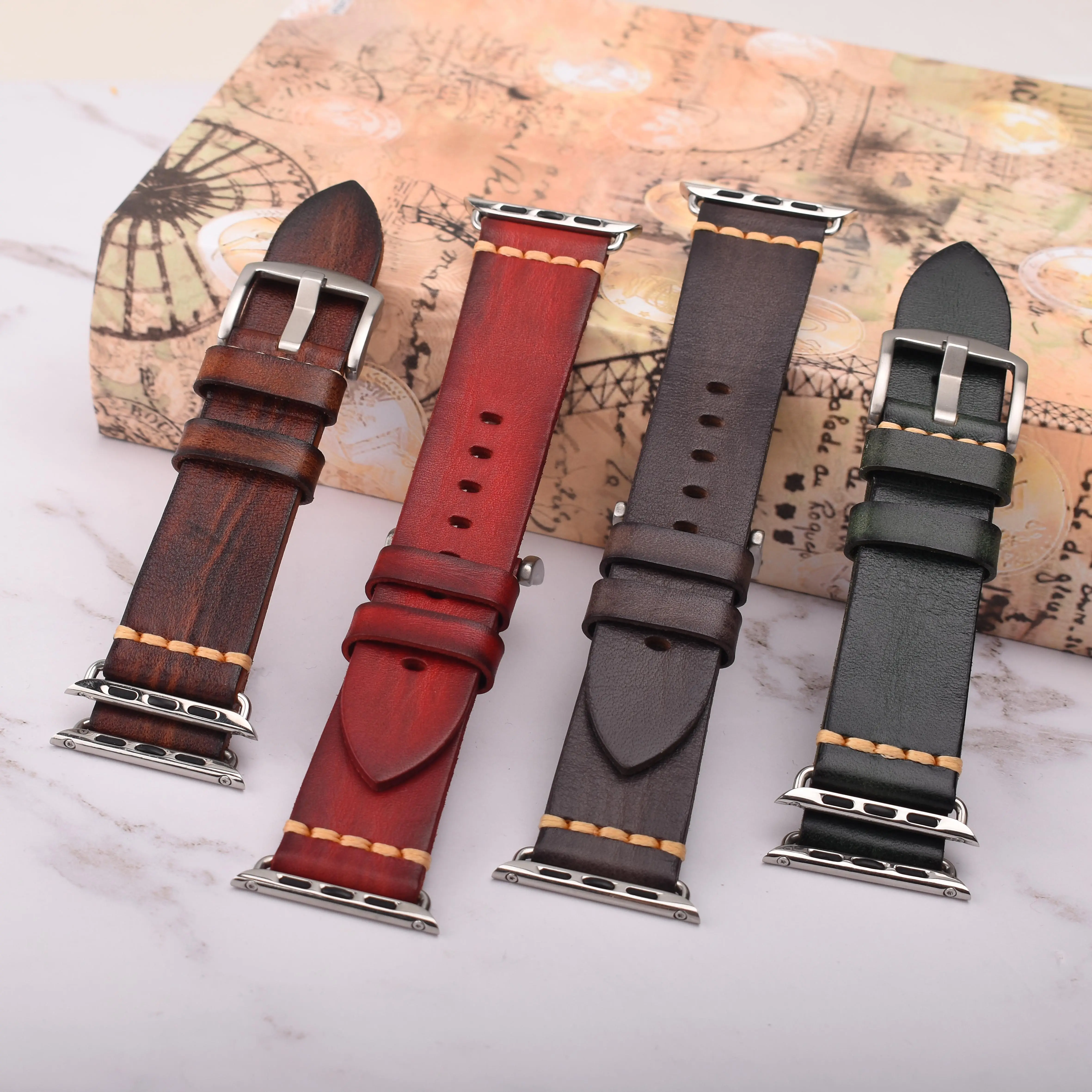 For Apple watch Strap Series 8 Genuine Leather Replacement Strap Band for apple watch band series 7 leather band