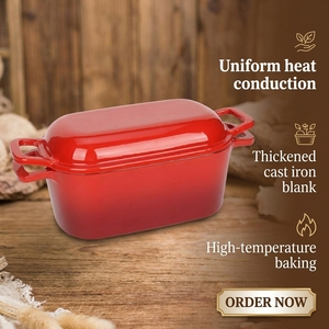 Marmite et <span class=keywords><strong>plaque</strong></span> de cuisson en fonte émaillée non revêtue robuste pour la cuisson du pain - Product Image 2