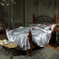 Ensembles de literie de luxe personnalisé 4 pièces 19/22momme 100% pure soie drap de lit couette
