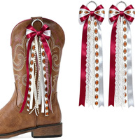 Pendentif nœud en ruban pour bottes de cowboy, accessoires de chaussures à pompon, breloque pour bottes d'école
