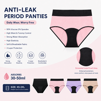 Braguitas Menstruales de Cintura Alta para Mujer, Transpirables, Suaves, de Viscosa y Elastano, de 3 Capas, a Prueba de Fugas, para Uso Diario