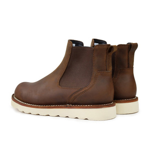 Botas <span class=keywords><strong>Chelsea</strong></span> Goodyear de Cuero Genuino Marrón para <span class=keywords><strong>Hombre</strong></span>, Estilo Casual y Occidental, Transpirables para Otoño e Invierno, Dropshipping - Product Image 3