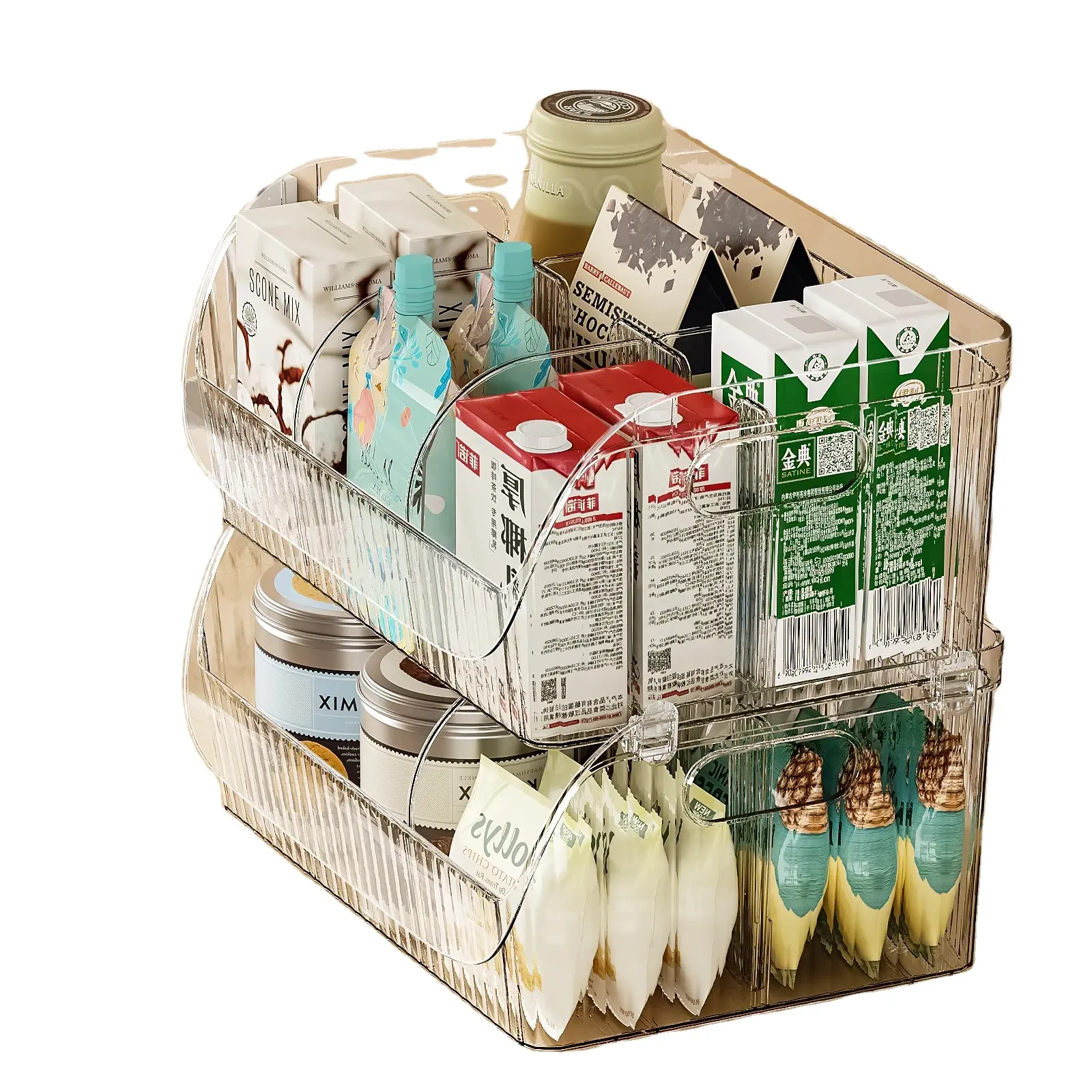 Caja de almacenamiento multicapa a rayas Original CY 24 con compartimentos para organización de bolsas de té en Papelera de combinación de escritorio