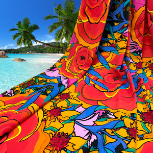 MOQ印刷なしポリアミドイラスタンカスタム生地プリントデジタルフラワープリント水着生地ファッションドレスビーチウェア用 - Product Image 3