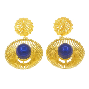 Zhuerrui ý vàng mạ nữ Bông tai lớn mặt dây chuyền phong cách Bông tai Dangler earbob Bông tai tai Vòng tai Mặt dây e008915 - Product Image 3