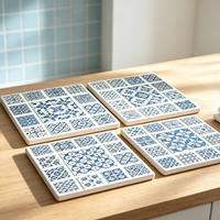 Sous-plat en céramique motif carreaux portugais en forme de chocolat, résistant à la chaleur, anti-brûlure, pour table de cuisine