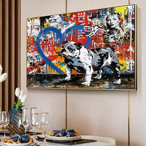 Quadro su tela con graffiti astratti di un cucciolo, arte di strada, <span class=keywords><strong>poster</strong></span> <span class=keywords><strong>e</strong></span> stampe, immagine di animale per soggiorno - Product Image 4